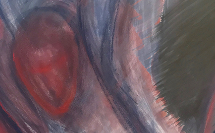 Красное колесо III. Падение / Бумага, цветной акриловый грунт / Пастель / 100х70 см /2018