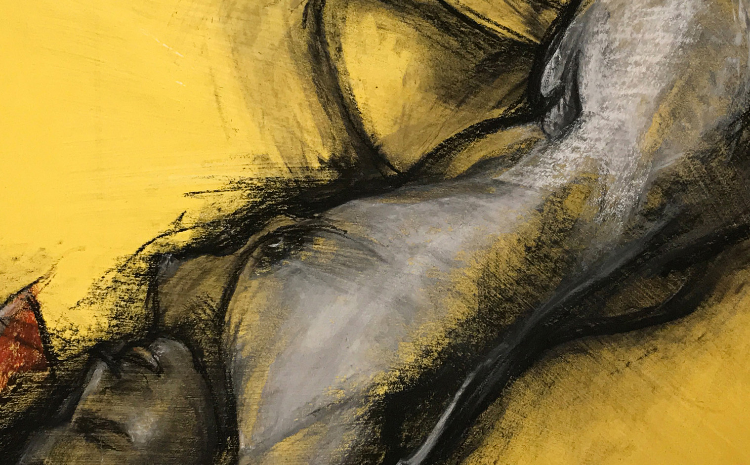 Желтая III / Бумага, цветной акриловый грунт / Уголь, пастель / 60х40 см / 2018                Картину можно приобрести в     NIKOLSKAYA GALLERY      http://www.nikolskayagallery.com/painters/fomin-konstantin-fomin-konstantin/